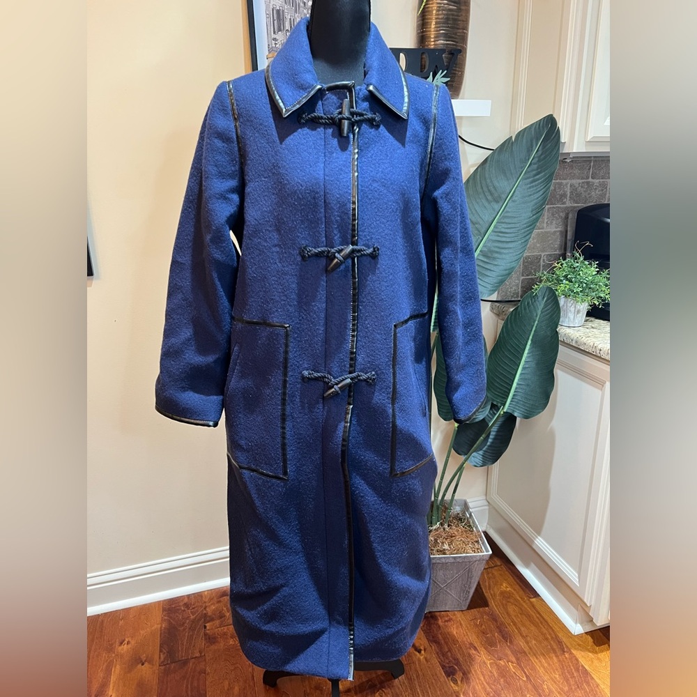 J. Crew Wool Cashmere Navy Blue Toggle Trench Coat 6